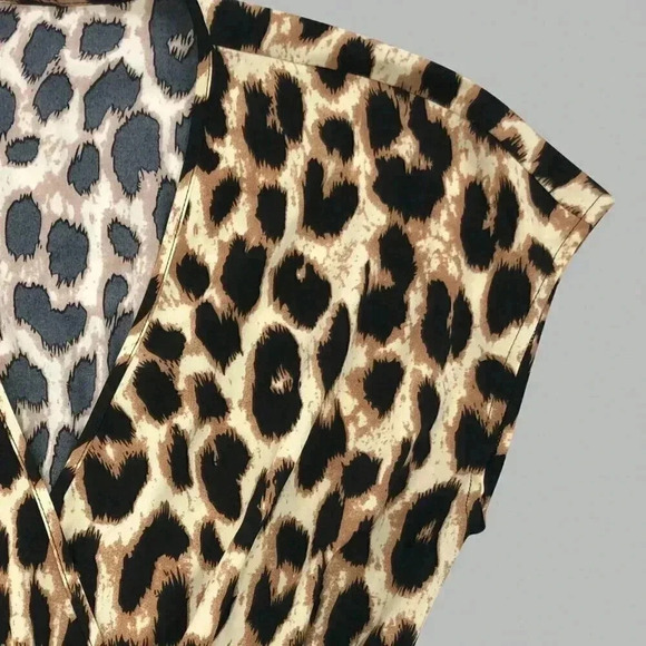 Chocolate Brown Casual Women's Leopard Print Deep V BatwingSleeve Dress - Picture 5 of 5